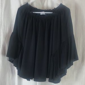 Black Bead Tops - Off-The-Shoulder Blouse Black Bead Tops - Off-The-Shoulder Blouse